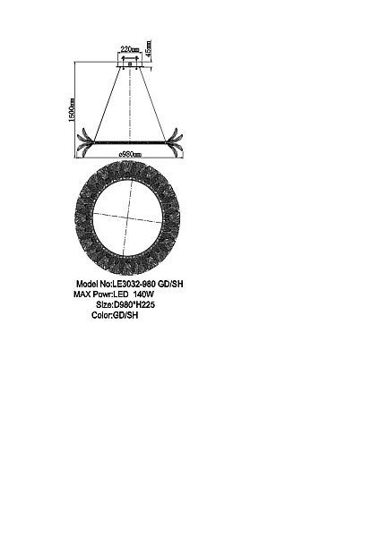Подвесная люстра LEON Jardin LE3032/980 GD/SH