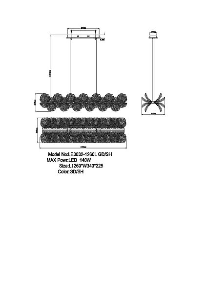 Подвесная люстра LEON Jardin LE3032/1260 GD/SH