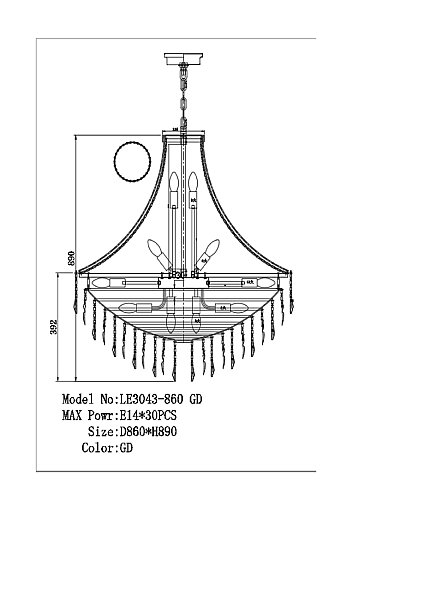 Подвесная люстра LEON Milena LE3043/860 GD