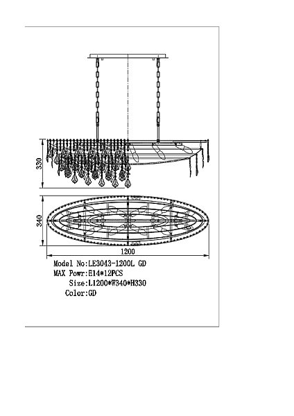 Подвесная люстра LEON Milena LE3043/1200L GD