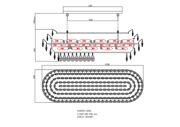 Подвесная люстра LEON Adriana LE6889/1200L CH