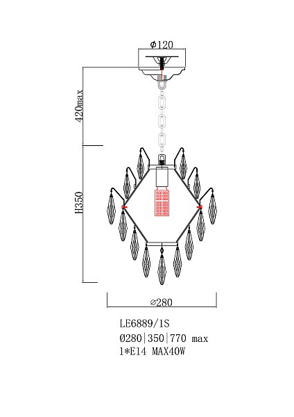 Светильник подвесной LEON Adriana LE6889/1S GD