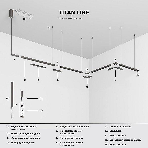 Шинопровод Line Magnetic Elektrostandard Titan Line Шинопровод накладной (титан) (2м) 85227/00
