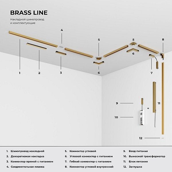 Шинопровод Line Magnetic Elektrostandard Brass Line Шинопровод накладной (латунь) (2м) 85227/00