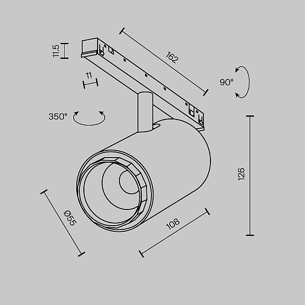 Трековый светильник Technical TR244-4-12WTW-DD2-B
