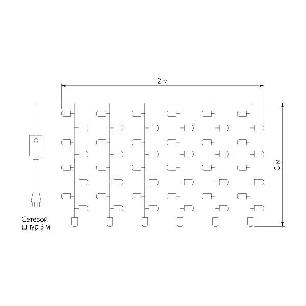 Гирлянда-дождь Eurosvet 200-002 200-002 белый 2*3м IP20