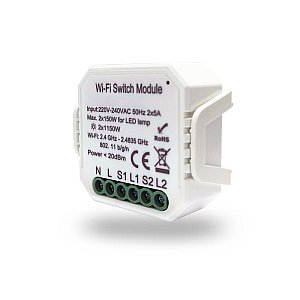 Двухканальное Wi-Fi реле-выключатель Denkirs RL1002-SM
