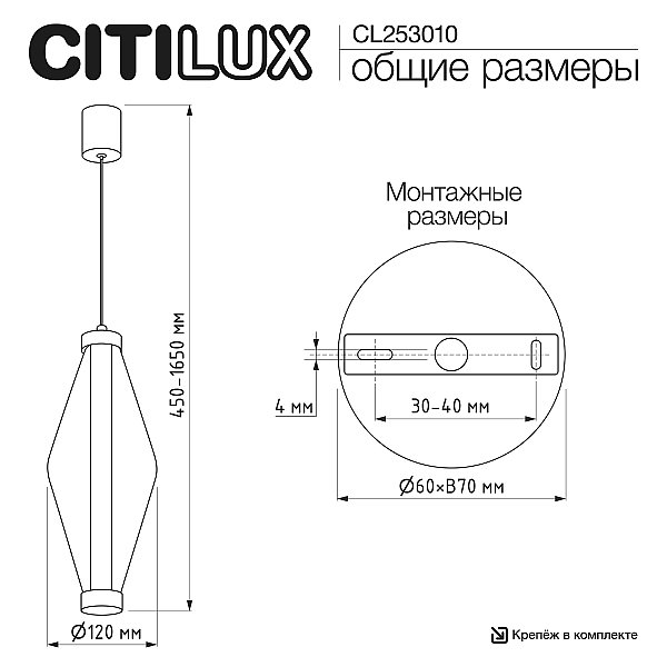 Подвесной светильник TANNA Citilux CL253010