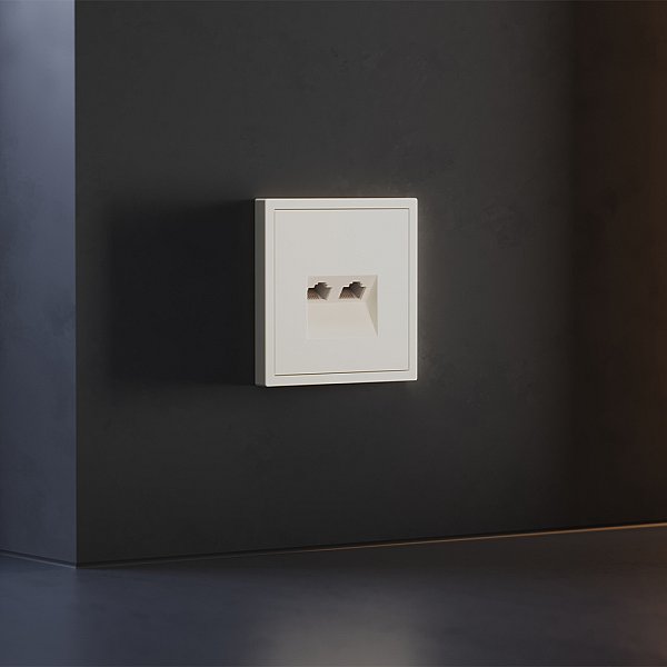 Накладка для розетки компьютерной двойной RJ45+RJ45 кат.6, S70 (хлопок)