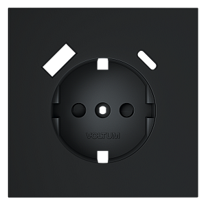 Накладка для розетки с заземлением и защитными шторками, с USB A+C, S70 (графит)