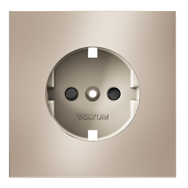 Накладка для розетки с заземлением и защитными шторками, S70 Metal (платина)