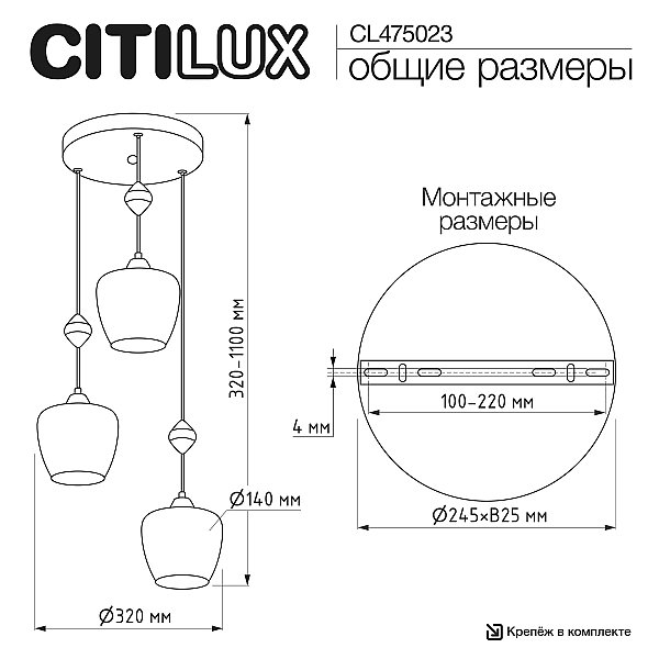 Подвесной светильник NORT Citilux CL475023