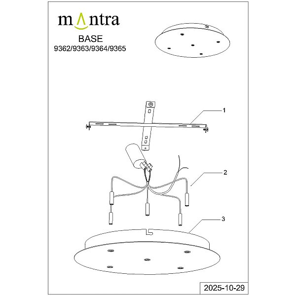 9365 Основание потолочное 5L MODULAR LIGHT FLORONES