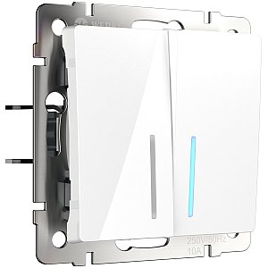 Выключатель Werkel W1120101/ Выключатель двухклавишный с подсветкой (белый)