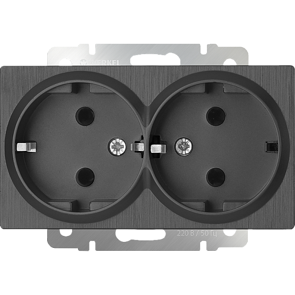 Розетка Werkel W1172004/ Розетка двойная с заземлением (графит рифленый)