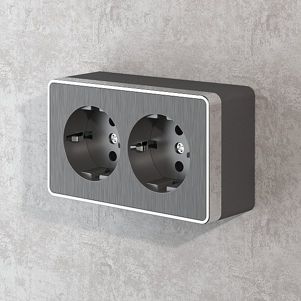 Розетка Werkel W5072104/ Розетка двойная с заземлением Gallant (графит рифленый)