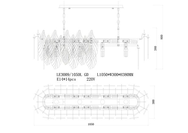 Подвесная люстра LEON Adele LE3009/1050L GD