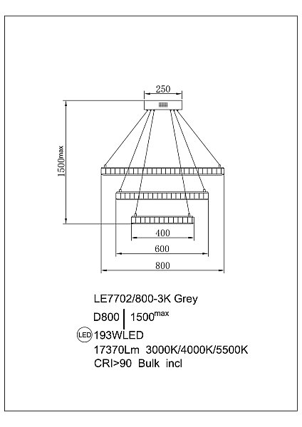 Подвесная люстра LEON Christine LE7702/800-3K Black Chrome