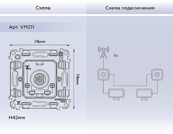 Розетка Ambrella Volt QUANT VM211