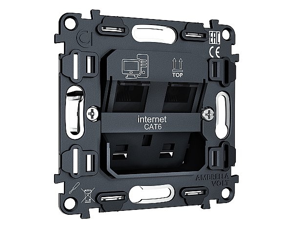 Механизм компьютерной двойной розетки RJ-45 Ambrella Volt QUANT VM189