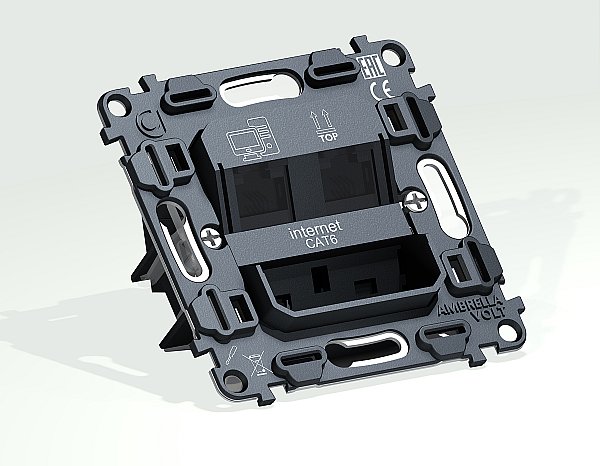 Механизм компьютерной двойной розетки RJ-45 Ambrella Volt QUANT VM189