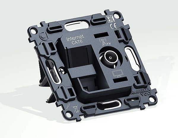 Механизм розетки компьютерной + TV оконечной RJ-45 Ambrella Volt QUANT VM195