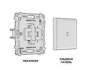 MA652050 Комплект механизма 1-кл выключателя с самовозвратом с подсветкой 3200K ALFA Антрацит серый QUANT (AP6520, VM113, G11Y)