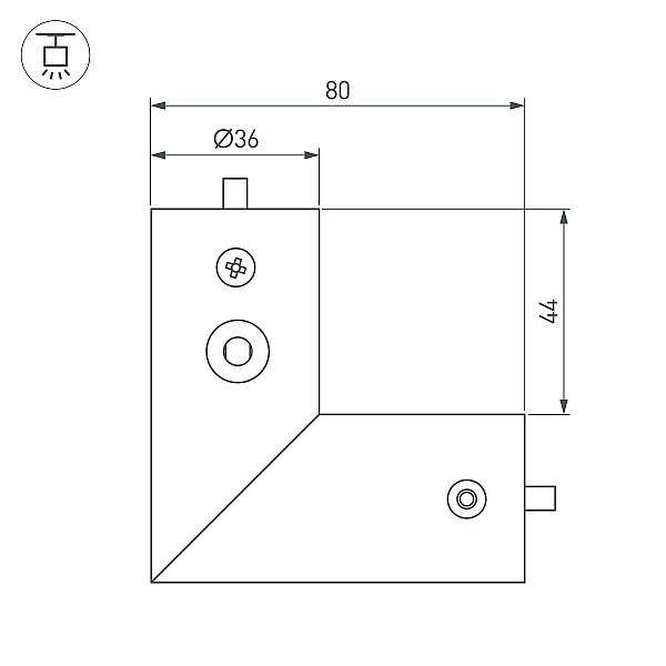 Угловой коннектор для соединения двух отрезков профиля ROUND-D36-360 Arlight Sl-Round 050543
