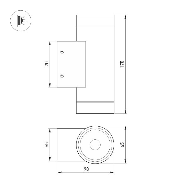 Уличный настенный светильник Arlight Ray 038154(1)