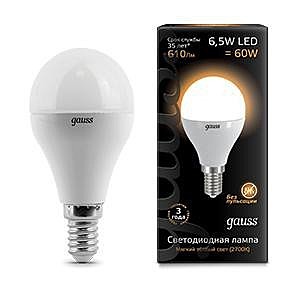 Светодиодная лампа Gauss Е14 6,5 Вт 105101107