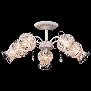 Потолочная люстра 60002 60002/5 белый с золотом/прозрачный хрусталь