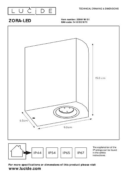 Уличный настенный светильник Zora-Led 22861/10/31