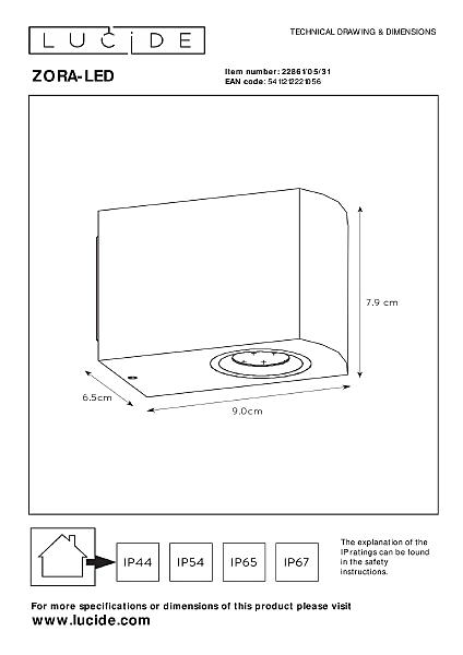 Уличный настенный светильник Zora-Led 22861/05/31