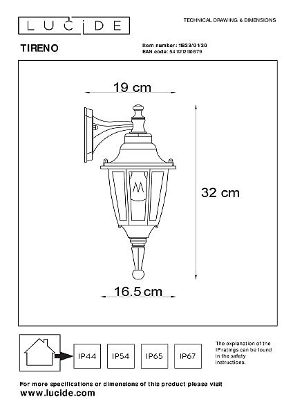 Уличный настенный светильник Tireno 11833/01/30