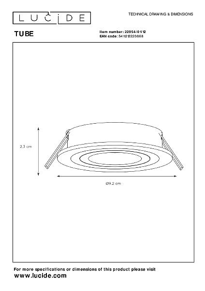 Встраиваемый светильник Tube 22954/01/12