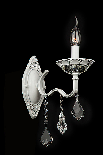Настенное бра Эммануэль 10049/1 белый с серебром/прозрачный хрусталь Strotskis