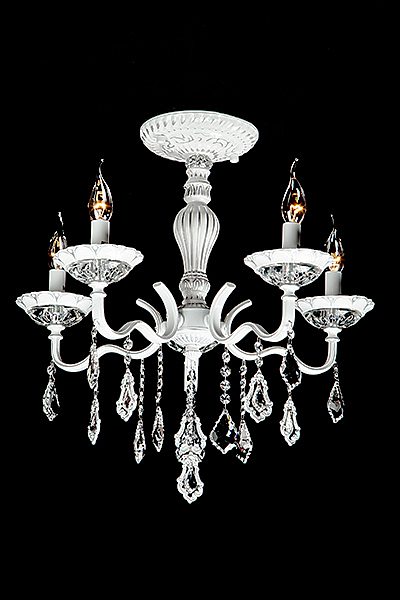 Потолочная люстра Эммануэль 10049/5 белый с серебром/прозрачный хрусталь Strotskis