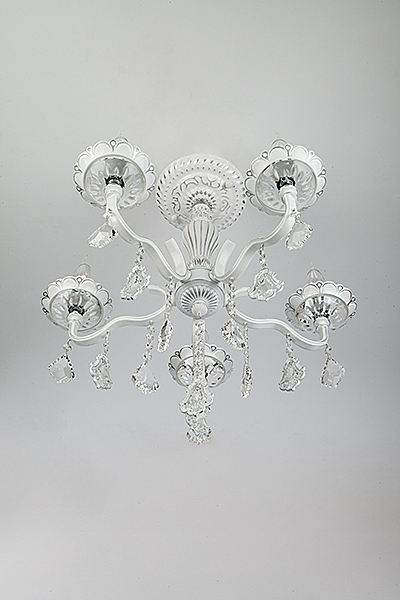 Потолочная люстра Эммануэль 10049/5 белый с серебром/прозрачный хрусталь Strotskis