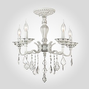 Потолочная люстра Эммануэль 10049/5 белый с серебром/прозрачный хрусталь Strotskis
