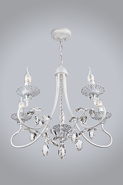 Подвесная люстра Александрия 60057/5 белый с серебром