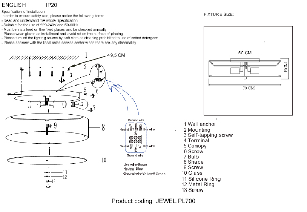 Светильник потолочный Jewel JEWEL PL700 GR