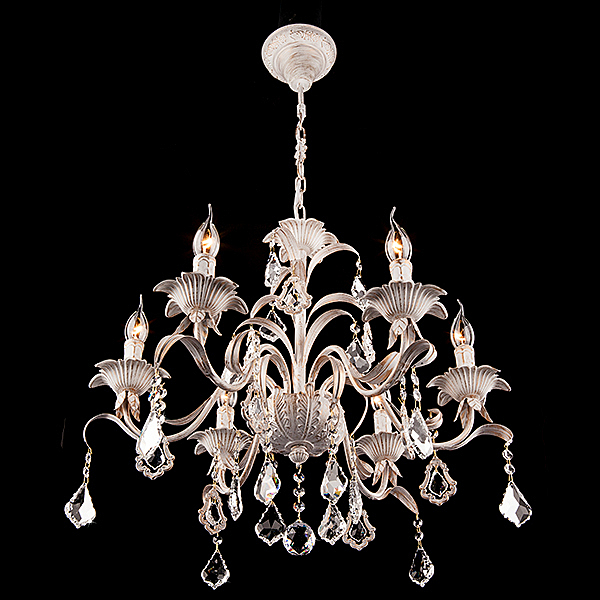 Подвесная люстра 10006 10006/6 белый с золотом/прозрачный хрусталь Strotskis