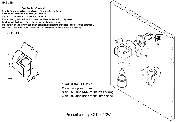 Светильник спот Clt 020 CLT 020CW WH