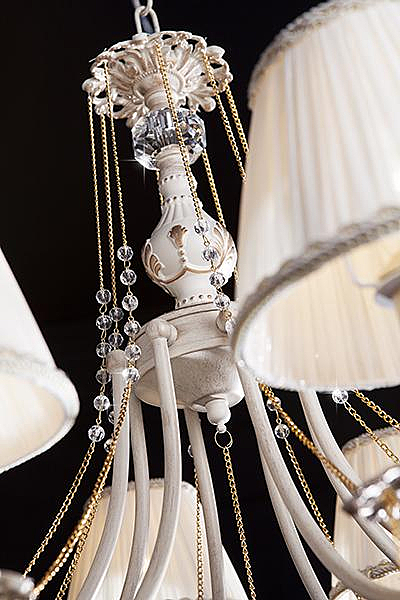 Подвесная люстра 3645 3645/8 белый с золотом/прозрачный хрусталь Strotskis