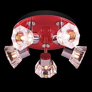 Светильник спот 25333 25333/5 хром/красный