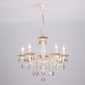 Подвесная люстра Elisha 3281/5 белый с золотом/тонированный хрусталь Strotskis