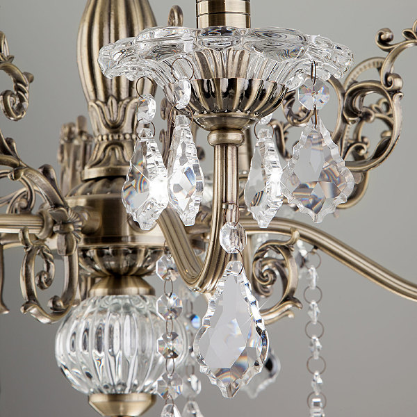 Подвесная люстра Elisha 3281/5 античная бронза/прозрачный хрусталь Strotskis