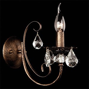 Настенное бра 3305 3305/1 черный с золотом/прозрачный хрусталь Strotskis