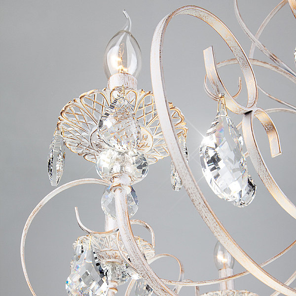 Подвесная люстра Alda 3305/8 белый с золотом/прозрачный хрусталь Strotskis