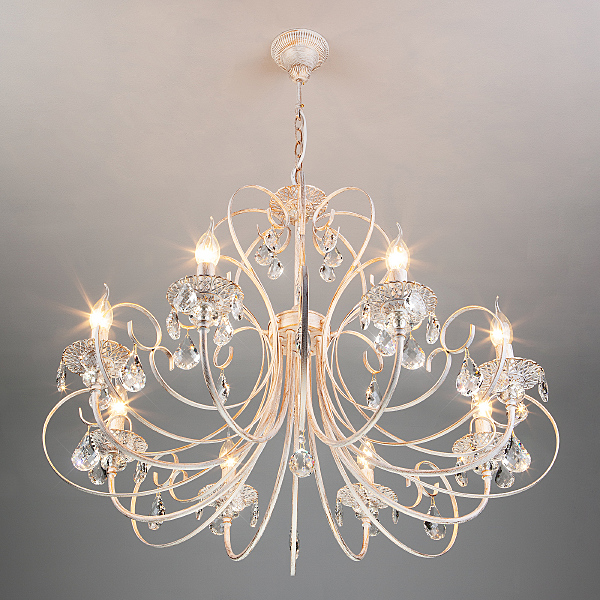 Подвесная люстра Alda 3305/8 белый с золотом/прозрачный хрусталь Strotskis